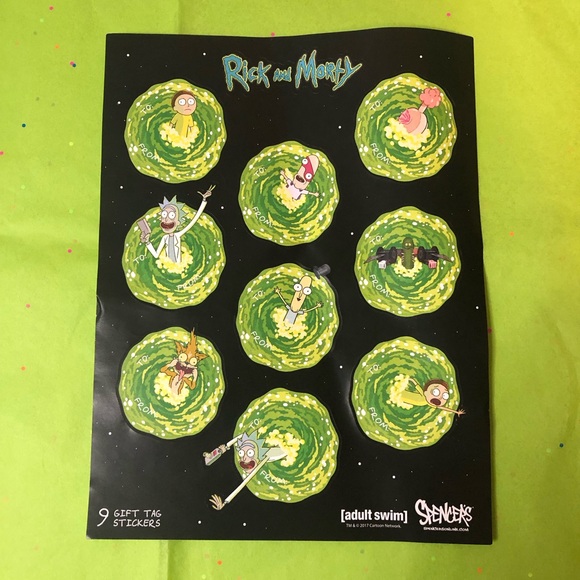 Rick And Morty Spencer’s Gift Tag Stickers Set Of Three Two Sheets One Missing - Picture 1 of 4